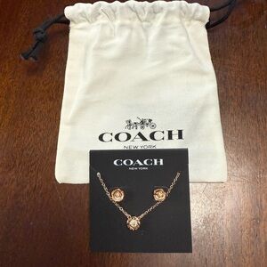 NWT coach rose gold necklace and earring set